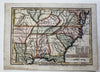 Southern states USA 1833 early populations engraved hand colored miniature map