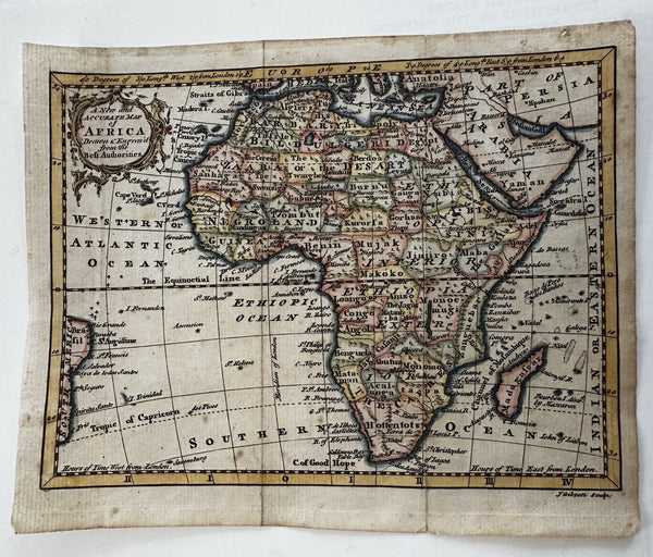 African continent 1760 Gibson decorative engraved hand colored map