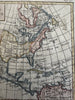 North America continent New Albion 1750 Vaugondy nice hand colored engraved map