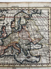Europe continent 1788 Toulouse charming decorative rare map lovely hand color