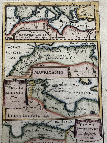 North Africa Libya Mauritania Algeria 1719 Mallet antique hand colored map