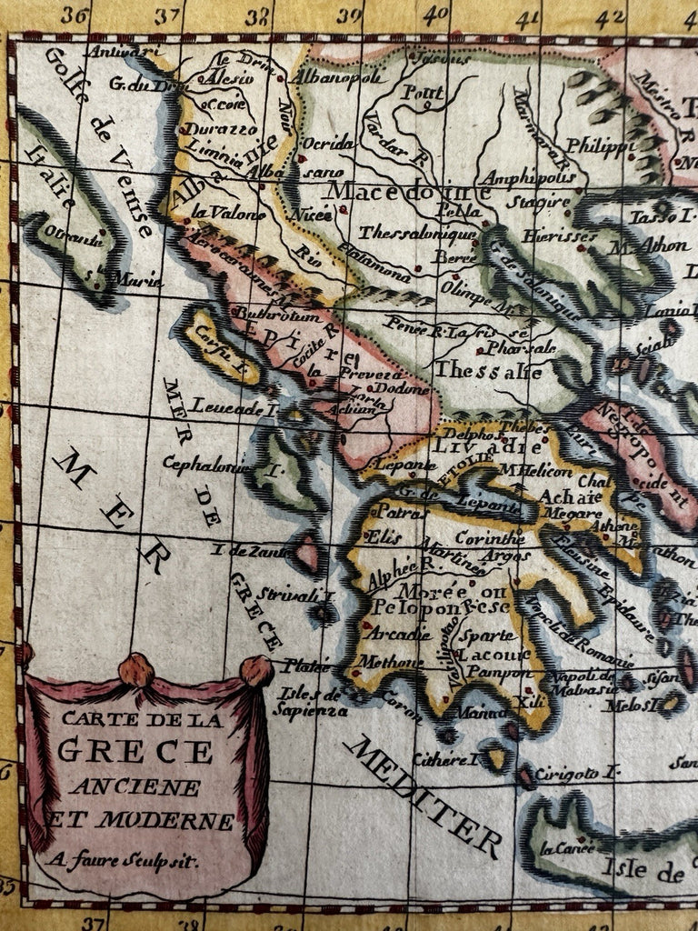 Greece modern & ancient Macedonia 1788 decorative rare miniature map hand color