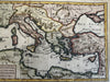 Europe Mediterranean Sea countries ancient world 1772 hand colored engraved map