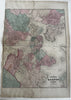 Boston city plan Massachusetts 1870 Johnson large hand colored map