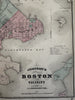 Boston city plan Massachusetts 1870 Johnson large hand colored map