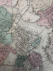 Boston city plan Massachusetts 1870 Johnson large hand colored map