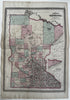 Minnesota early state map 1870 Johnson large hand colored folio map