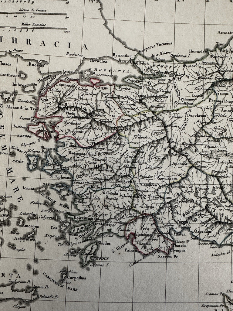 Asia Minor Turkey Syria 1810 Lapie engraved folio map orig. hand color