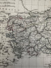 Asia Minor Turkey Syria 1810 Lapie engraved folio map orig. hand color