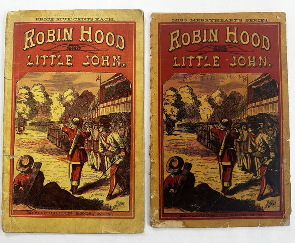 Robin Hood & Little John c.1860’s McLoughlin hand color juvenile 2 variant books
