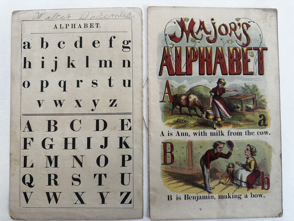Major’s ABC Alphabet c1860’s McLoughlin color chromolithography juvenile book