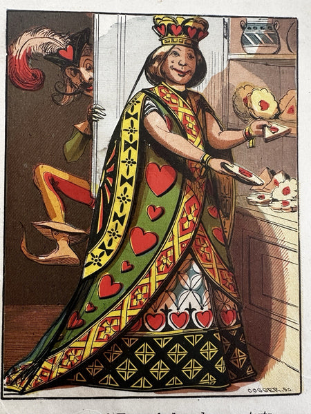 Queen of Hearts Damson Tarts Fantasy cards 1869 McLoughlin color juvenile book