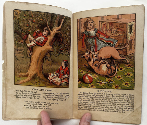 Bright Thoughts kittens doll lamb dogs 1869 McLoughlin woodcut juvenile book