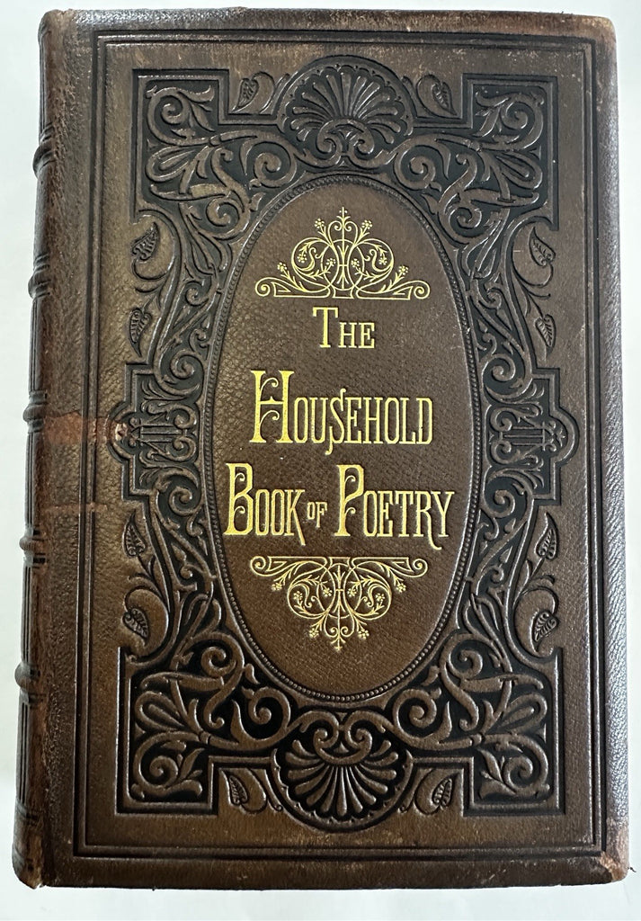 Poetry gift binding leather book 1873 Massive compendium gilt w/ 10 engravings
