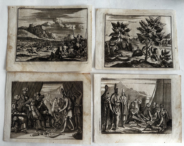 Arabia Bedouins desert tribe 1681 Dapper lot x 4 rare engraved ethnic prints