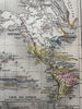 World showing recent discoveries planisphere 1865 Erhard engraved hand color map