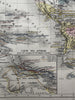 World showing recent discoveries planisphere 1865 Erhard engraved hand color map