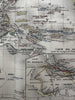 World showing recent discoveries planisphere 1865 Erhard engraved hand color map