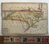 North Carolina c.1820-24 rare Melish miniature state map original hand color