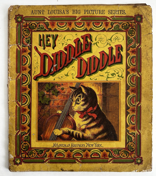 Hey Diddle Diddle cat moon cow dog  1860’s McLoughlin color chromo juvenile book