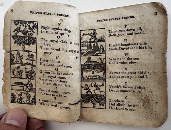 United States Primer for children 1847 w/ woodcuts rare chapbook Devil talk