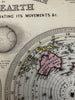 World map moving volvelles 1850’s Reynolds toy map hand colored rare print