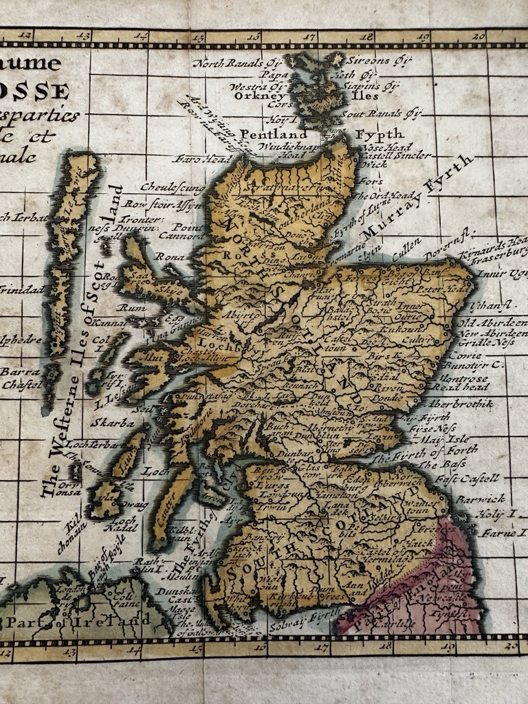 Scotland 1778 Fresnoy miniature engraved hand colored map