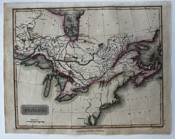 Canada British North America Indians 1817 Arrowsmith Hall engraved hc map
