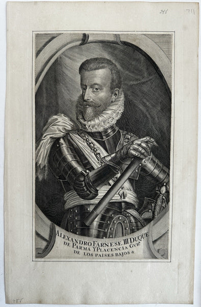 Alexander Farnese Duke Parma Low Countries 1720 scarce copper engraved portrait