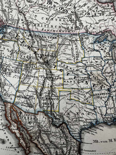 United States Territorial west 1870 Stulpnagel Stieler engraved hand color map