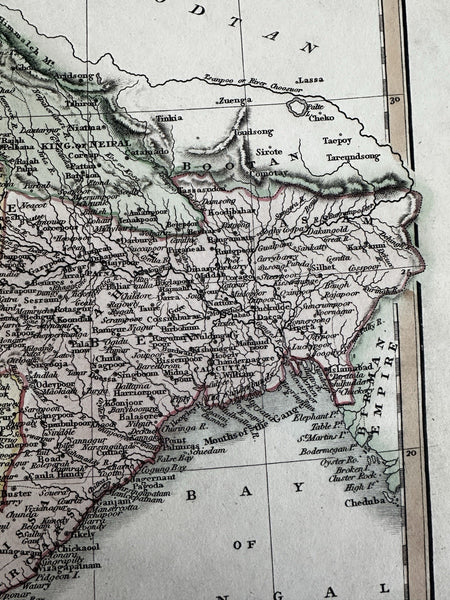 India Hindoostan 1820 C. Smith scarce lovely hand colored engraved map