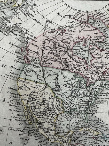 Americas North & South 1820 C. Smith scarce lovely hand colored engraved map
