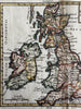 British Isles Ireland England Isles 1750 Vaugondy hand colored miniature map