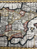 Spain Royal Academy Paris  1680’s Macquart miniature hand colored map