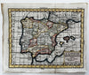Spain Royal Academy Paris  1680’s Macquart miniature hand colored map