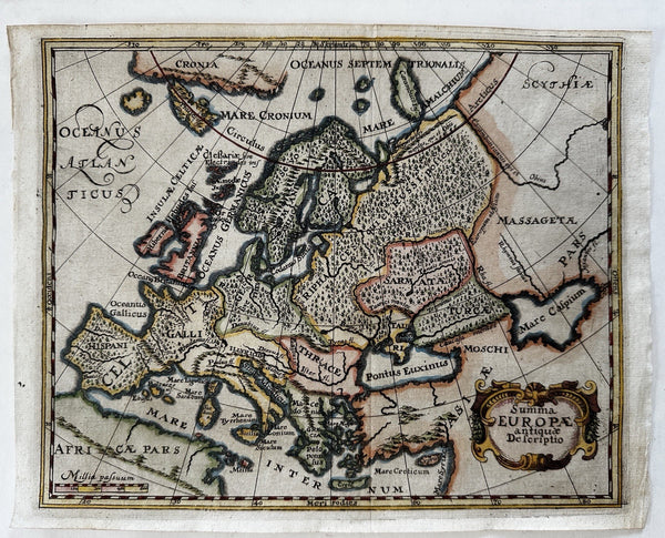 Ancient Europe Galliae Thrace Samatia Germania 1694 decorative hand color map