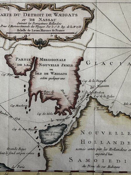 Russian Arctic Nova Zembla Detroit de Waigats 1759 decorative Bellin map