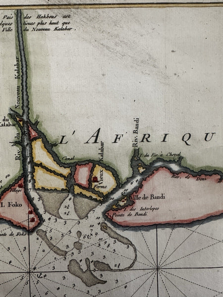 West Africa Guinea coast Kalabar river 1747 decorative nautical Bellin map
