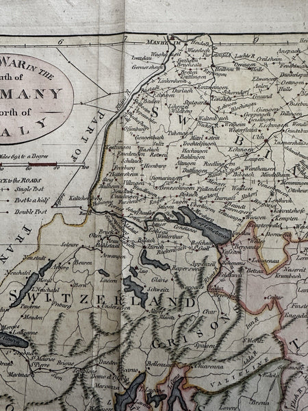 Seat of War Northern Italy Southern Germany Switzerland c1740-50’s rare map