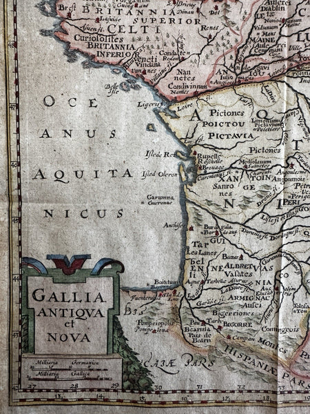 France ancient & new 1697 Cluverius fine decorative hand colored engraved map