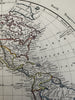 North & South America Mexican West US 1828 S. Arrowsmith engraved hand color map