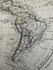 North & South America Mexican West US 1828 S. Arrowsmith engraved hand color map