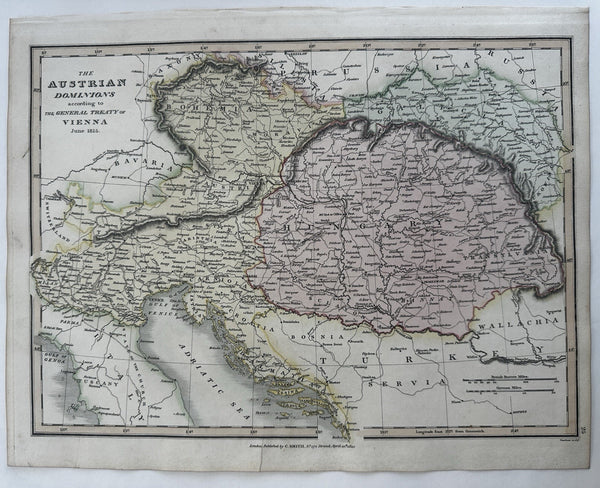 Austrian Dominions Treaty 1815 Vienna 1820 C. Smith scarce gorgeous folio map