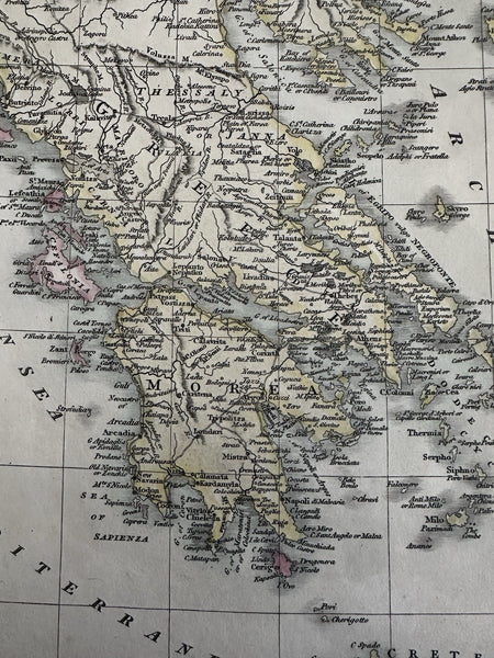 Greece Greek Islands Candia Morea Cyclades 1818 Smith scarce gorgeous map