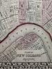New Orleans city plan Louisiana 1874 Mitchell hand colored nice decorative map