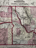 Oregon Washington Idaho Montana 1874 Mitchell hand colored nice map