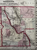 Oregon Washington Idaho Montana 1874 Mitchell hand colored nice map