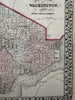 Washington D.C. city plan 1874 Mitchell hand colored nice map