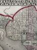 Washington D.C. city plan 1874 Mitchell hand colored nice map
