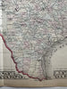 Texas w/Galveston city plan inset 1874 Mitchell decorative hand colored nice map